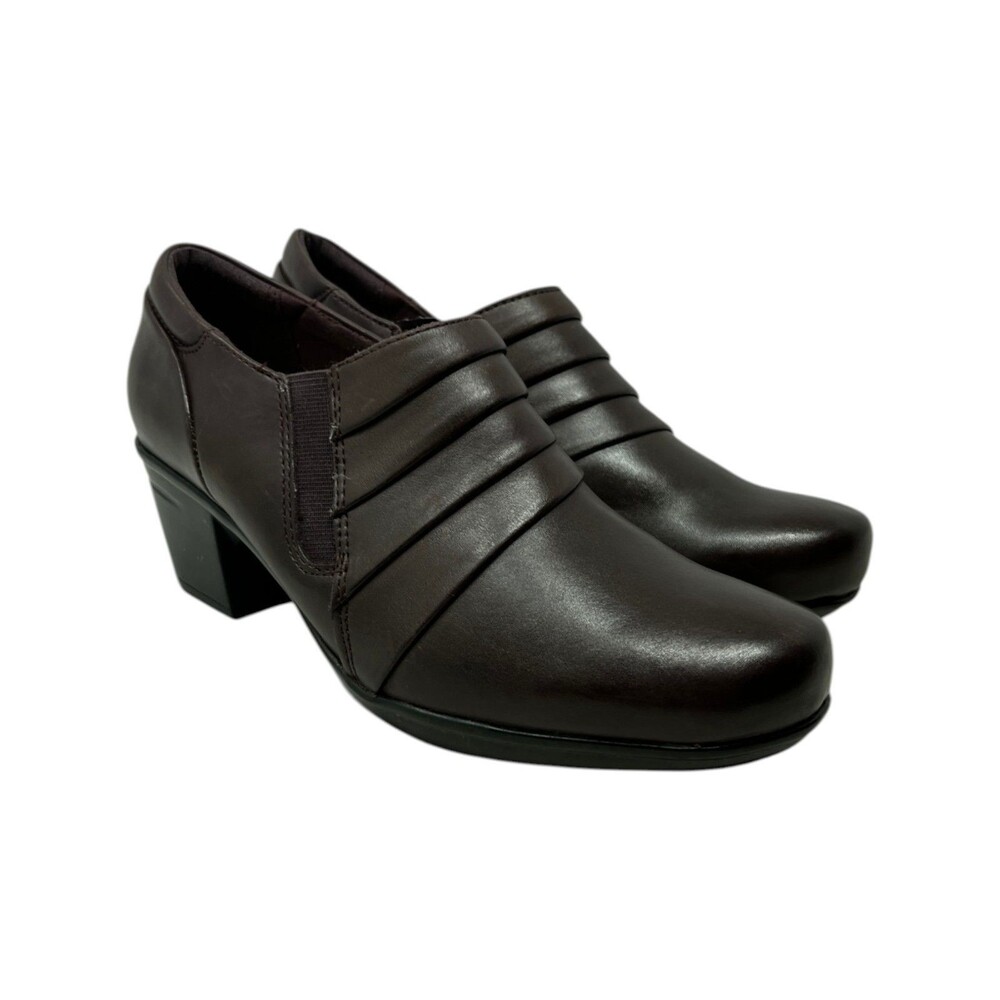 Clarks Emslie Guide Ankle Boots Women's Size 8 Burgundy Leather Block Heel